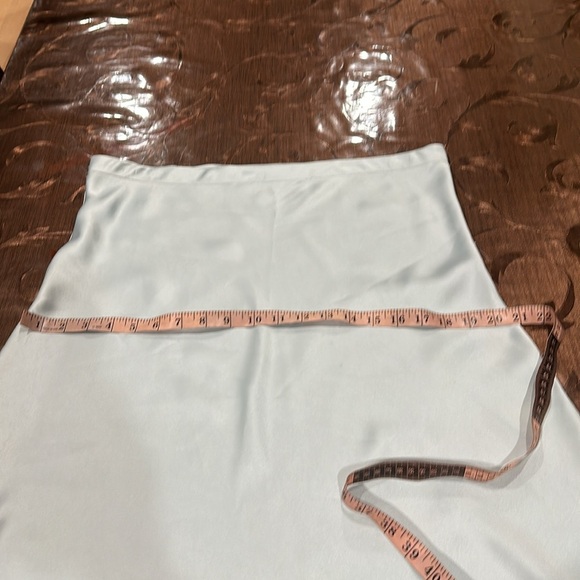 Elegant Light Blue Satin Midi Skirt - Picture 5 of 7
